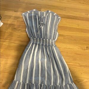 Rails Blue and White Pleated Wrap Sundress